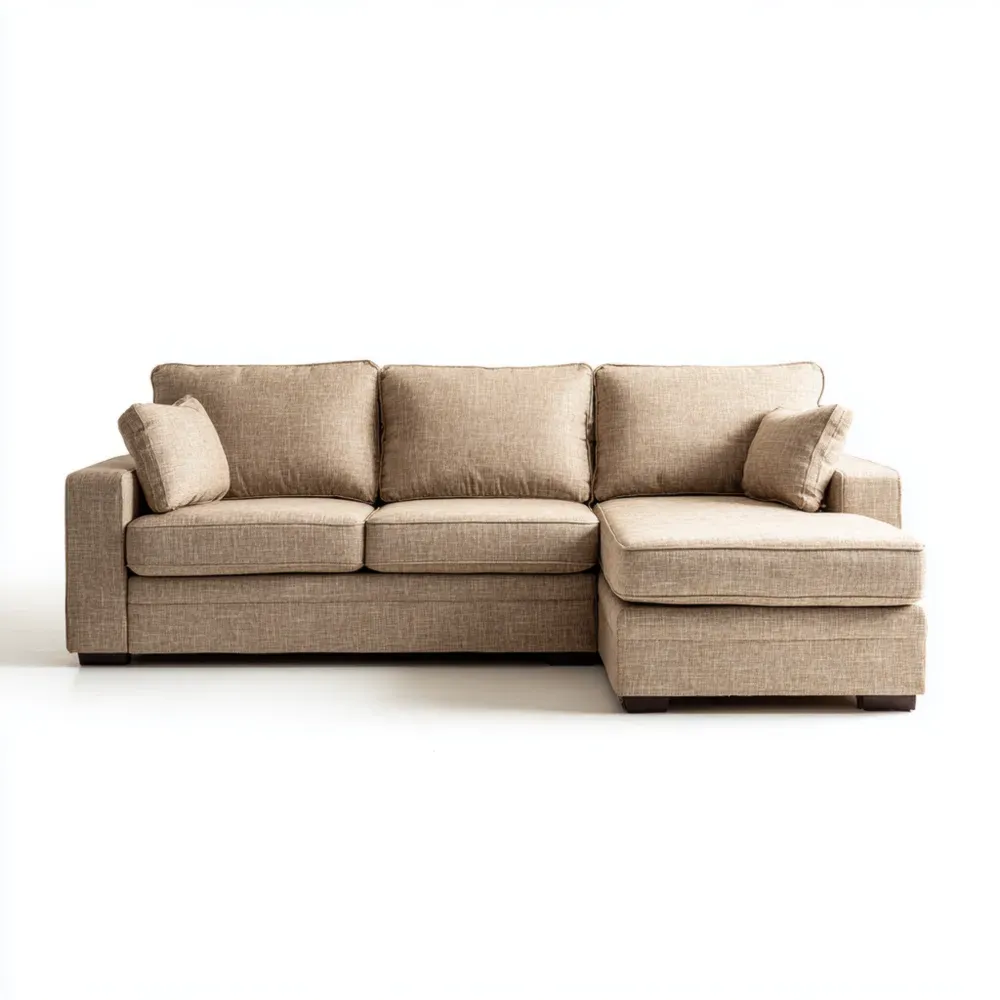 Sofá seccional tapizado en tela 230x90x85 cm – Beige – Diseño contemporáneo-Delylahaus