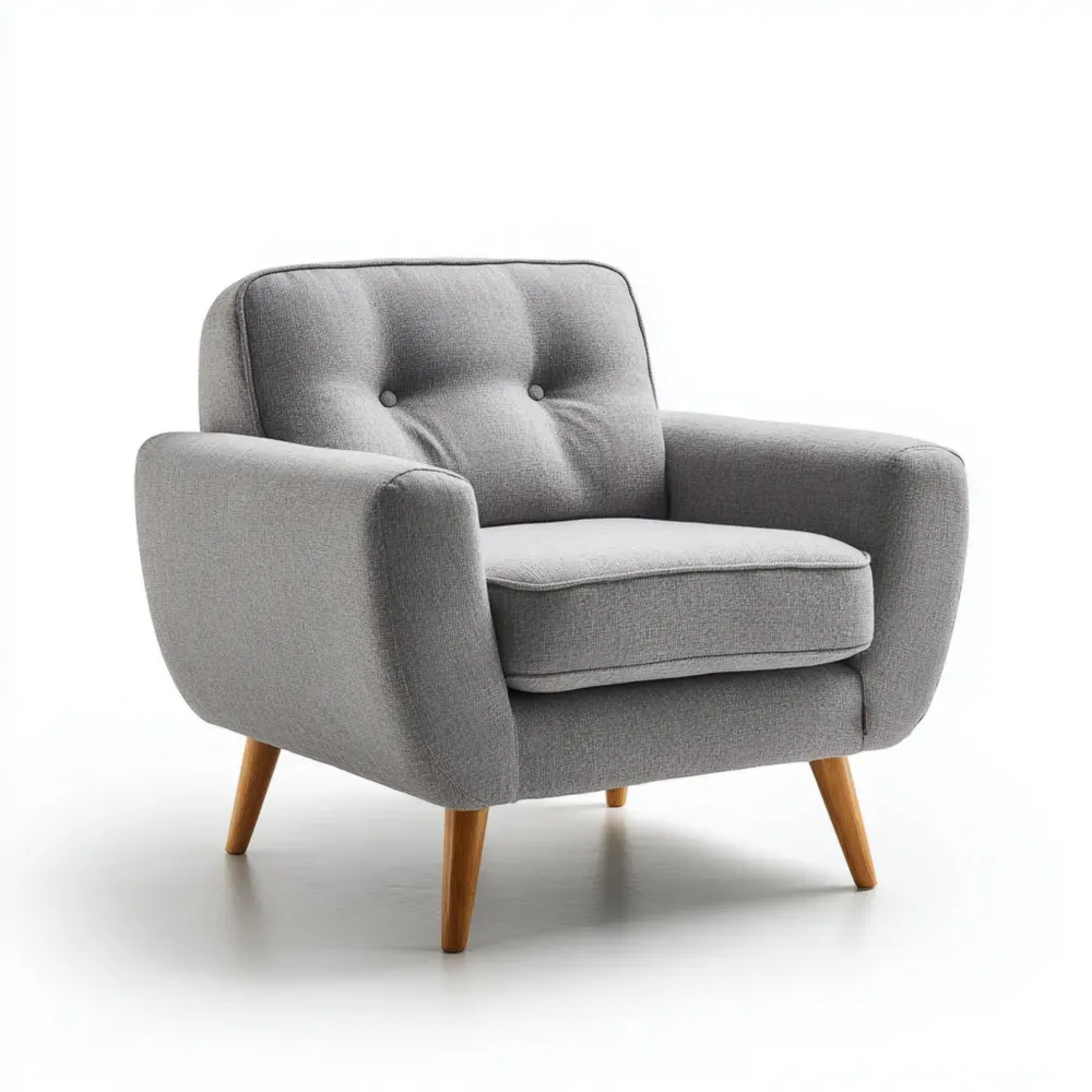 Sillón tapizado en tela 80x85x78 cm - Gris - Diseño moderno-Delylahaus