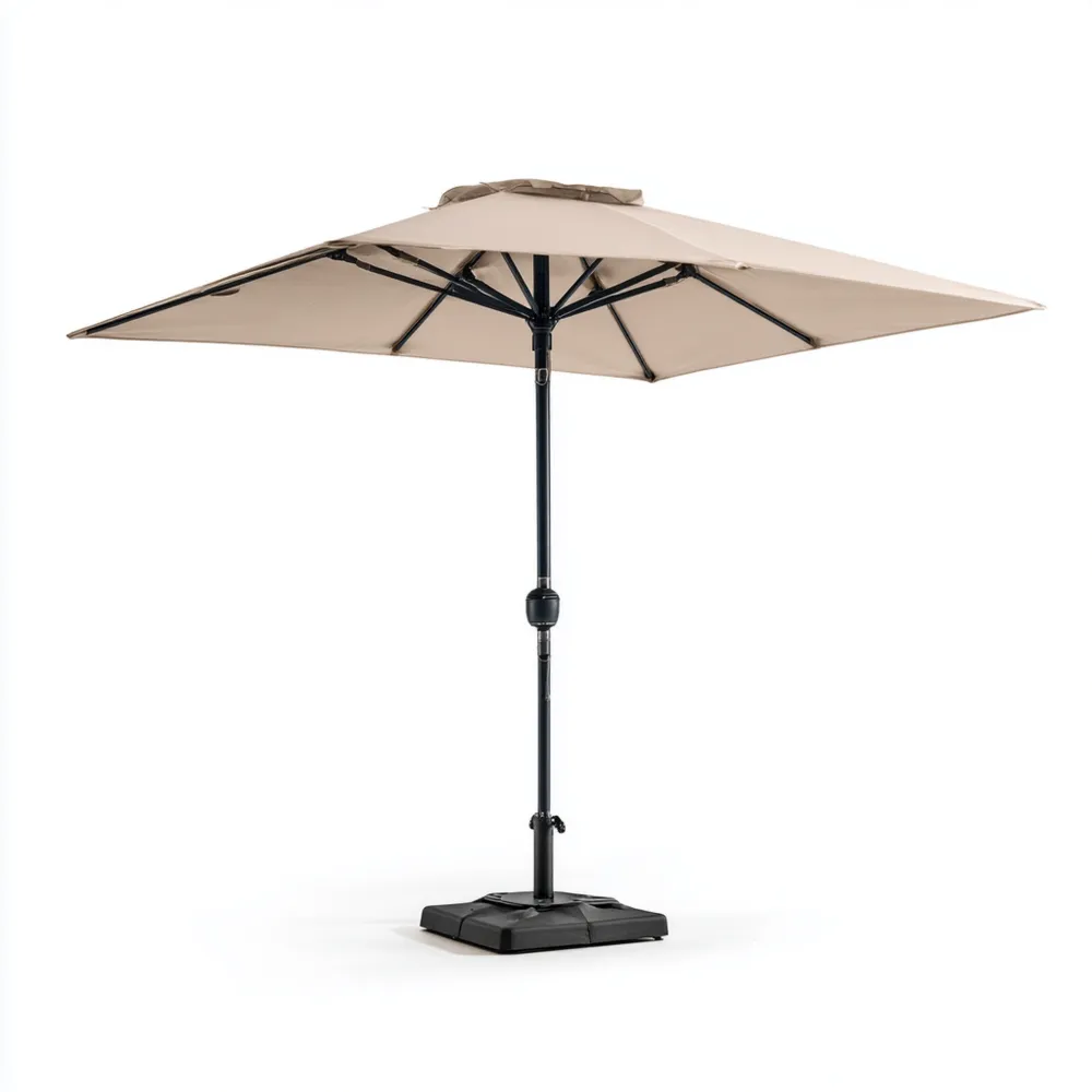 Sombrilla de Patio Ajustable Poliéster 200x200x250 cm – Beige Oscuro – Diseño Resistente-Delylahaus