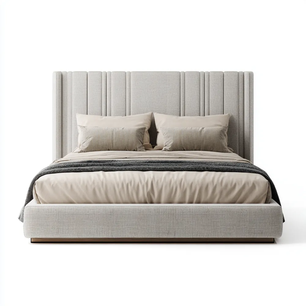 Cama Doble Tapizada 200x160x120 cm - Gris Claro - Diseño Moderno-Delylahaus