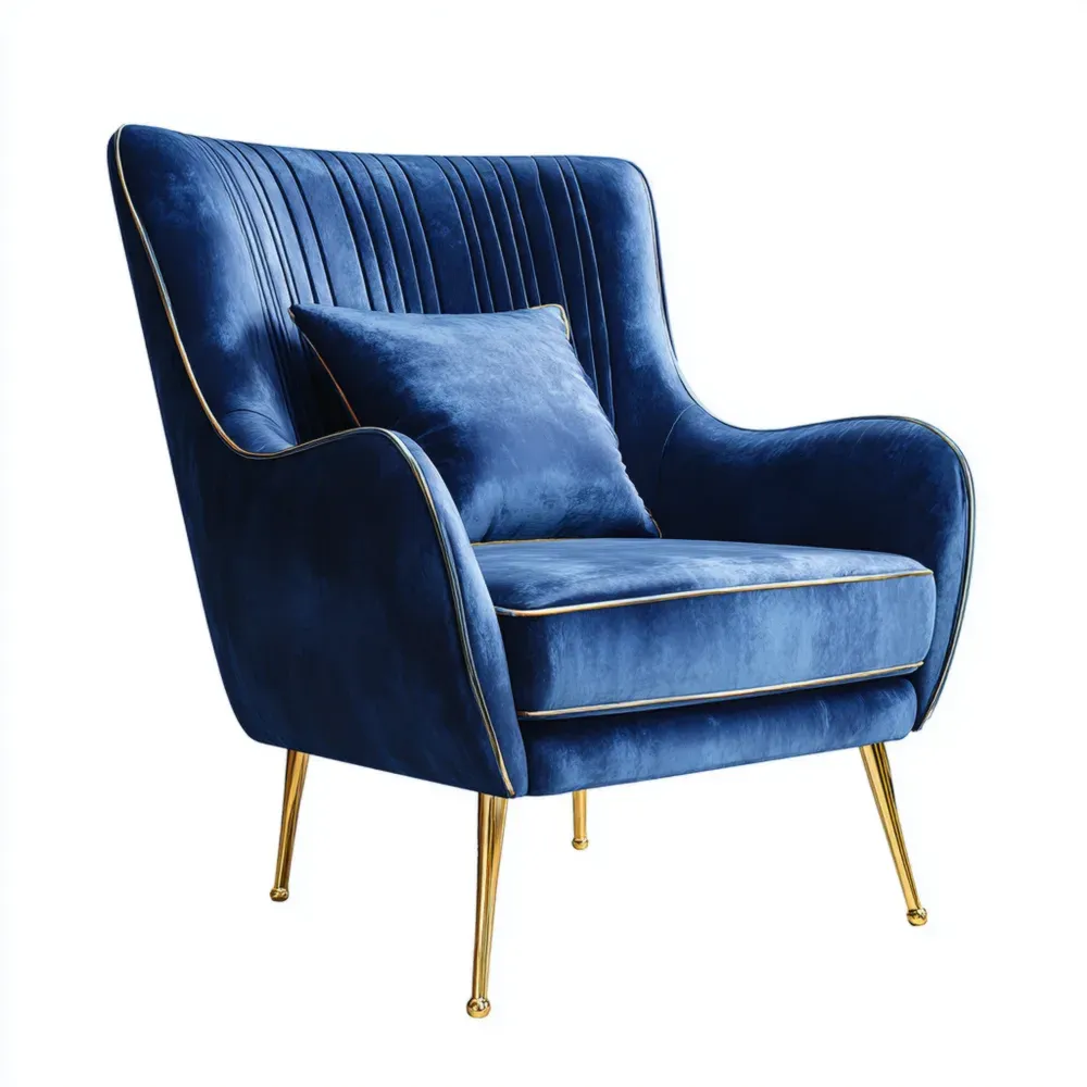 Sillón de Terciopelo Azul 80x75x90 cm - Estilo Moderno-Delylahaus