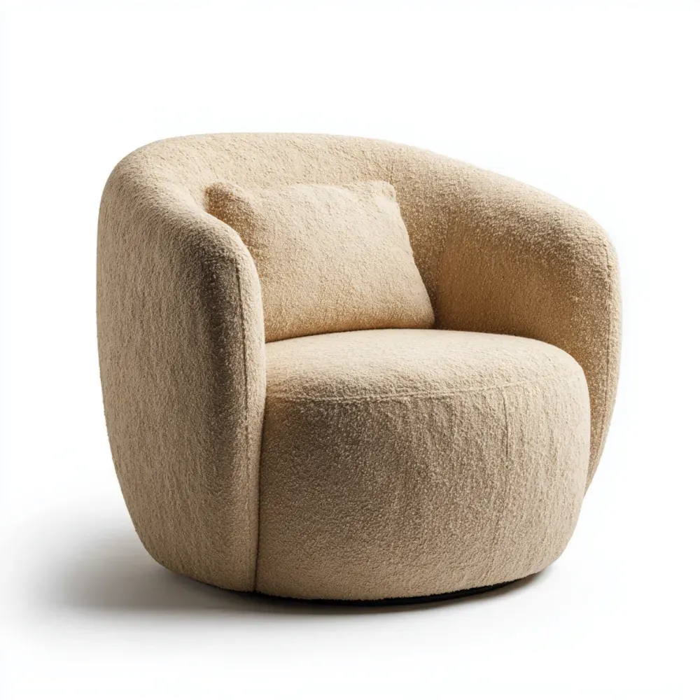 Sillón tapizado tela Beige 85x80x75 cm - Diseño contemporáneo-Delylahaus