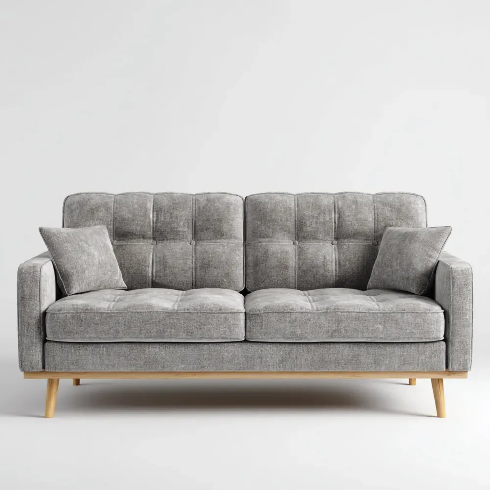 Sofá de 2 Plazas 150x85x80 cm Tapizado en Tela - Gris Claro - Diseño Moderno-Delylahaus