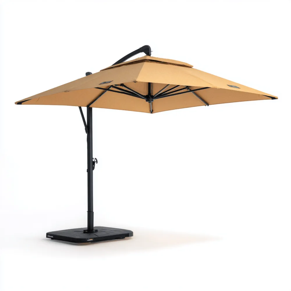 Parasol Cantilever Aluminio 300x300x250 cm – Caqui – Resistente al Agua-Delylahaus