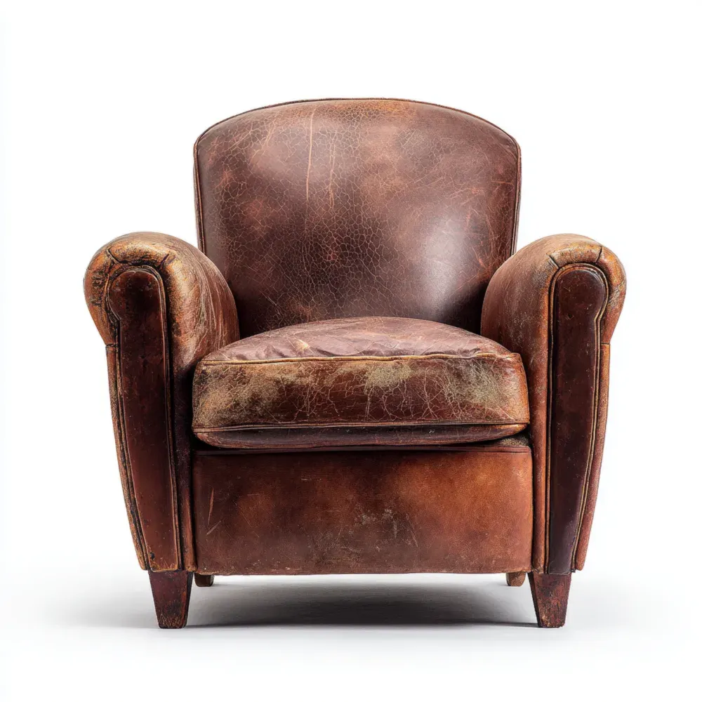 Sillón de Cuero Vintage 90x70x85 cm - Marrón - Diseño Clásico-Delylahaus