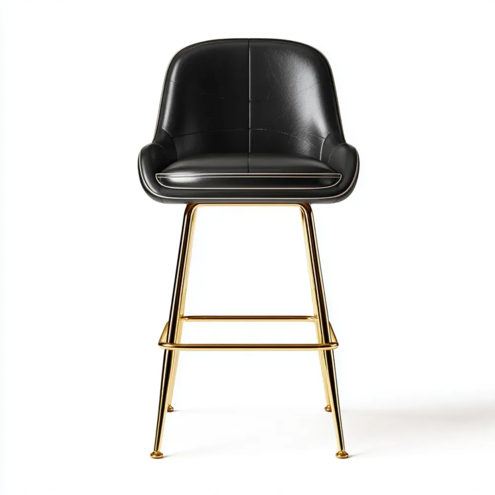 Taburete de barra de Cuero 65x50x100 cm - Negro Moderno-Delylahaus