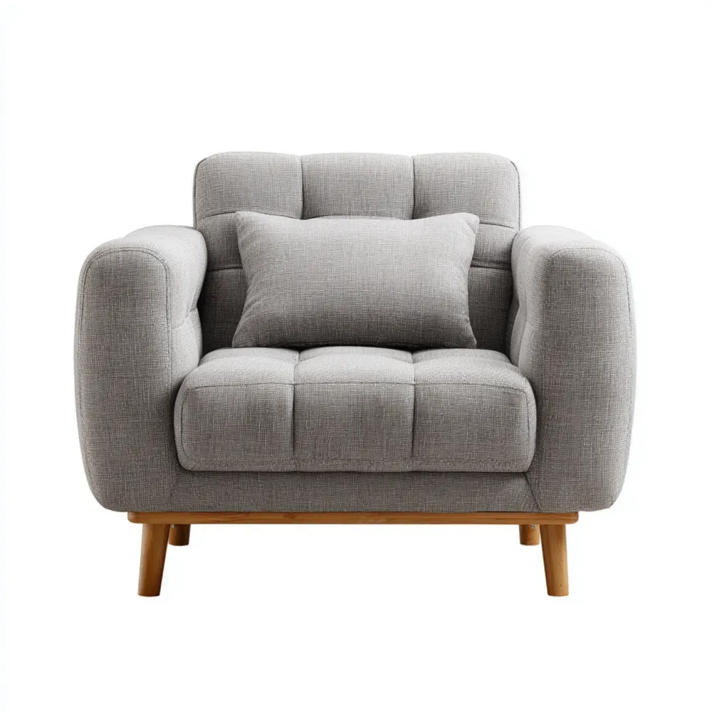 Sillón tapizado en tela 85x75x80 cm - Gris - Diseño contemporáneo-Lumter