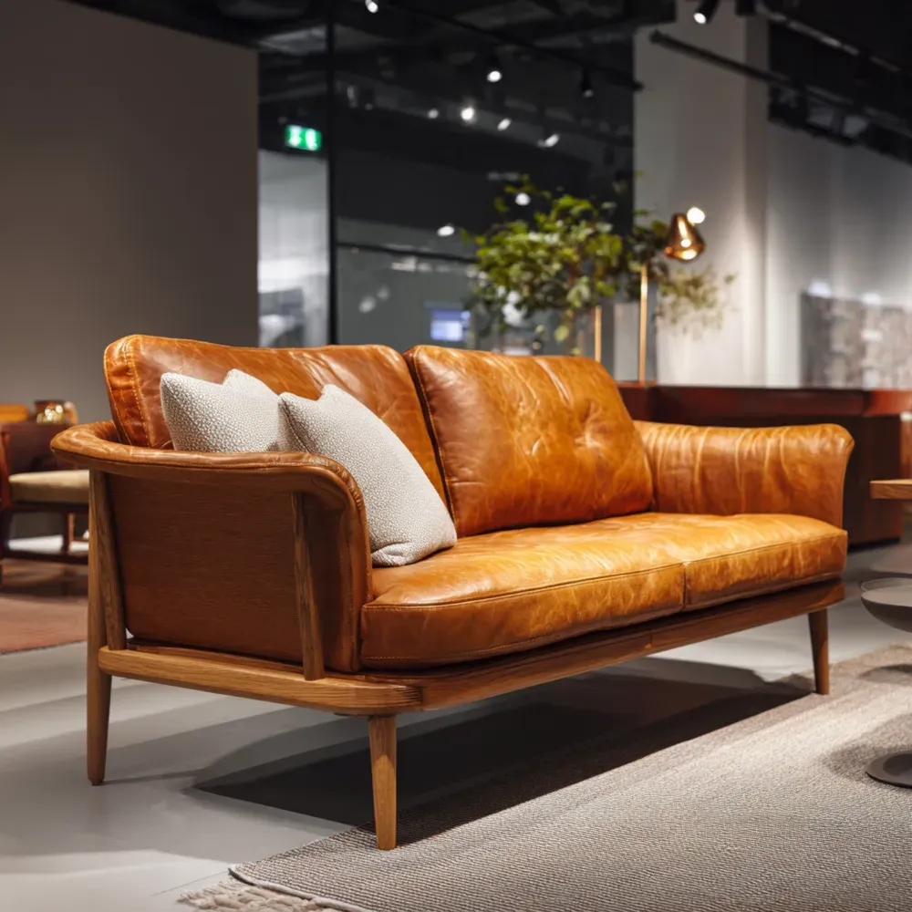 Sofá de cuero Marrón 200x90x85 cm – Diseño elegante-Lumter