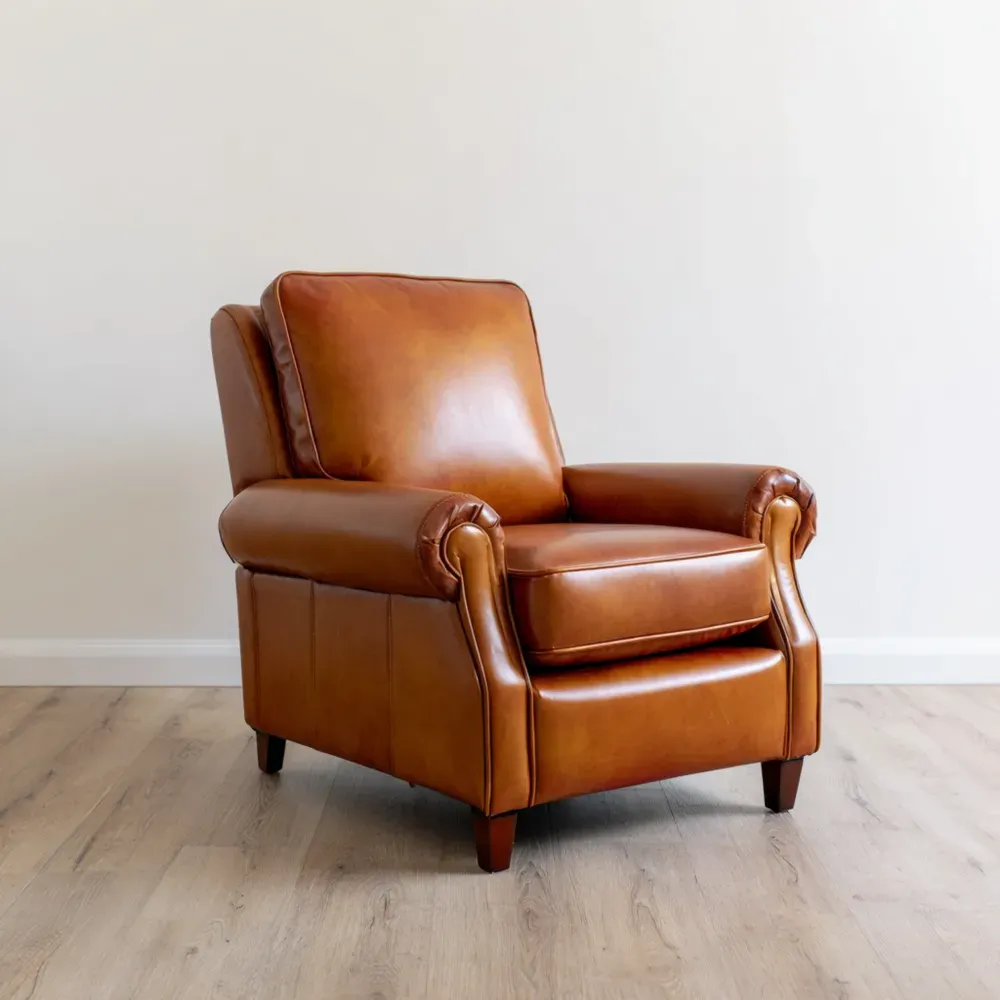 Sillón de Cuero 85x90x100 cm - Marrón - Diseño Clásico-Lumter