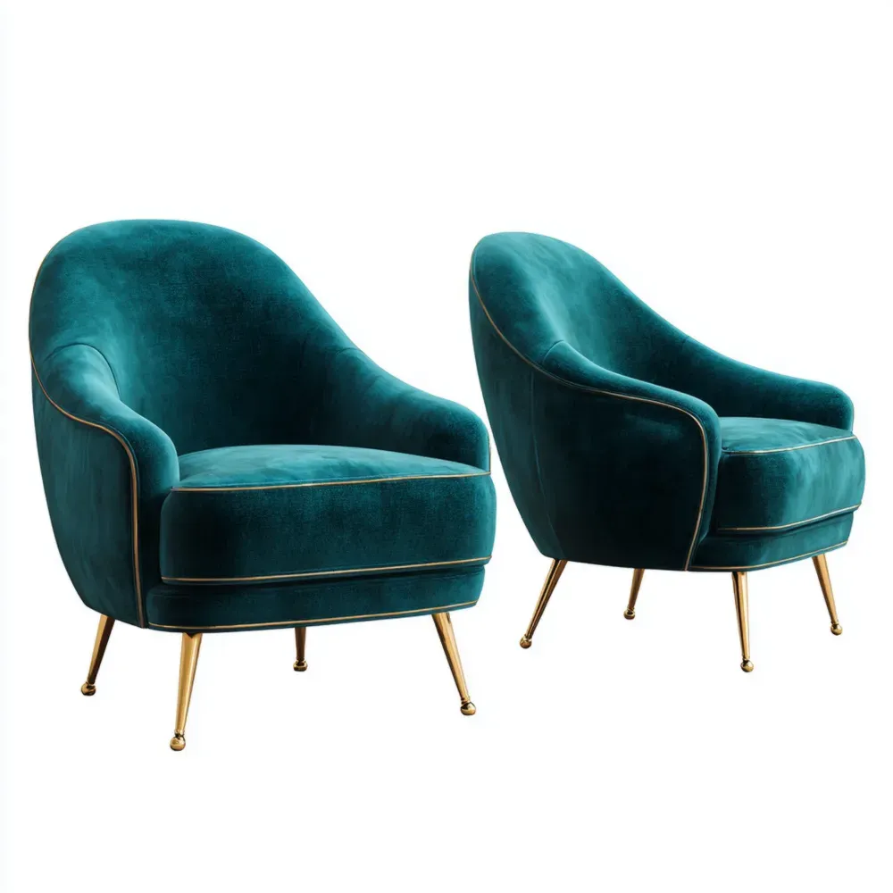 Sillón tapizado en terciopelo 75x85x78 cm – Verde Esmeralda – Diseño contemporáneo-Lumter