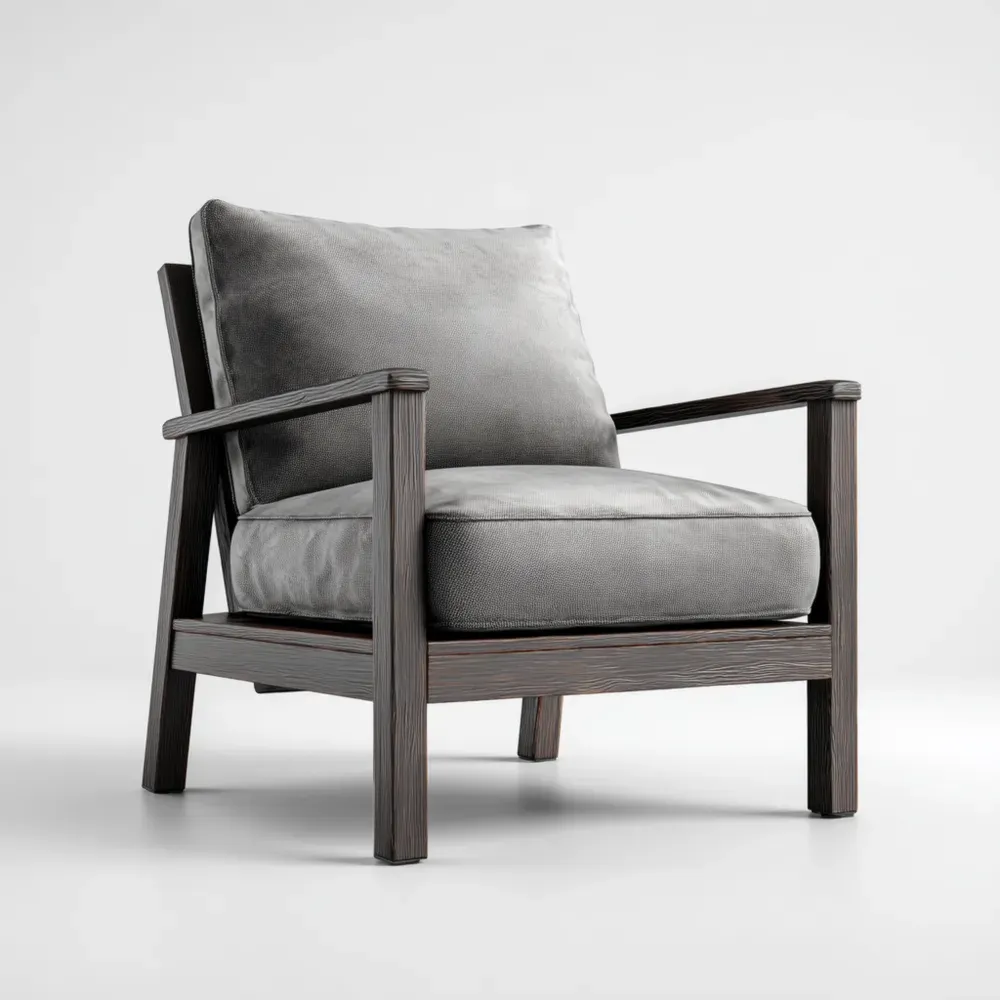 Silla de Jardín Acolchada de Madera 75x80x85 cm – Gris – Diseño Contemporáneo-Lumter