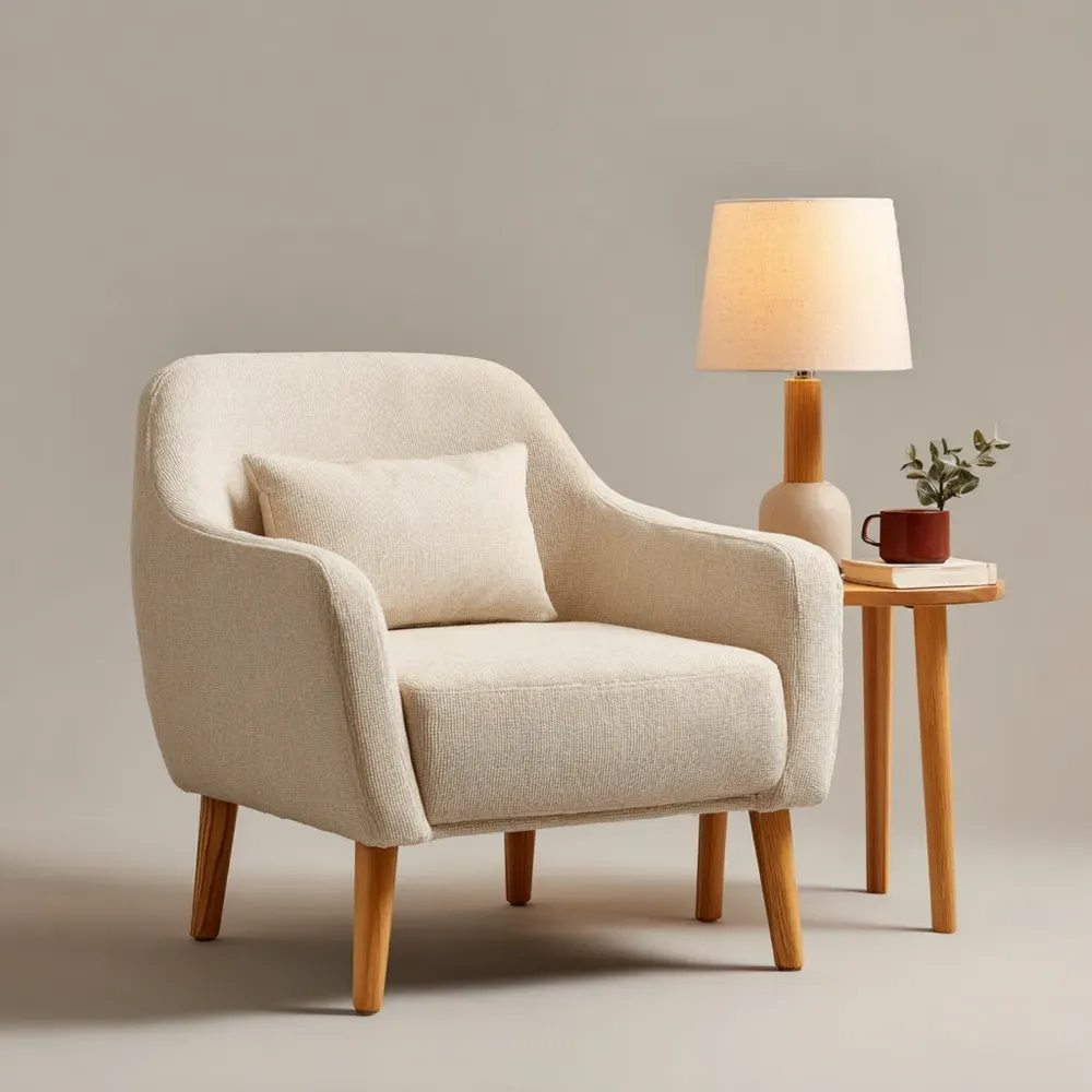 Sillón de Tela 80x75x70 cm – Beige – Estilo Contemporáneo-Lumter