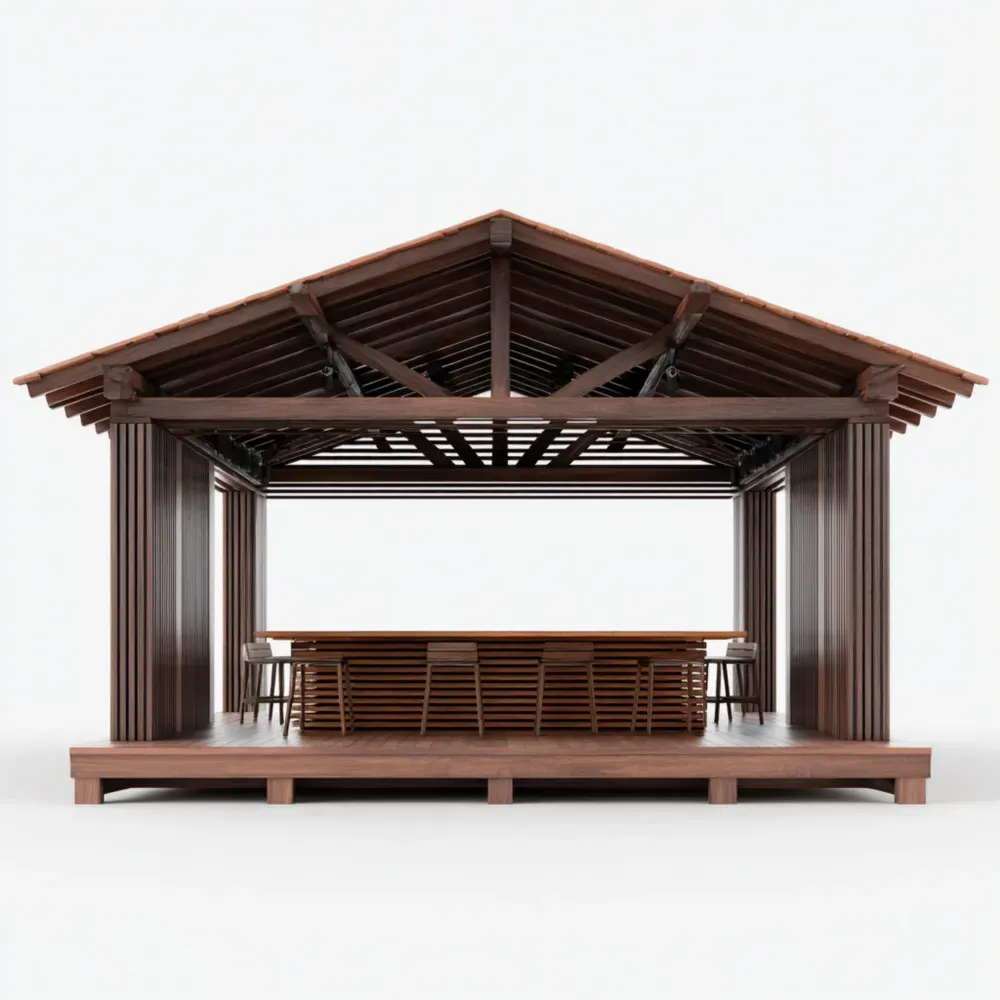 Pabellón al Aire Libre de Madera Maciza 500x300x250 cm - Marrón Rústico-Lumter