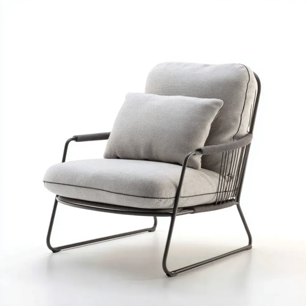 Silla de Jardín Cojín Suave 85x75x80 cm - Gris - Estilo Contemporáneo-Lumter
