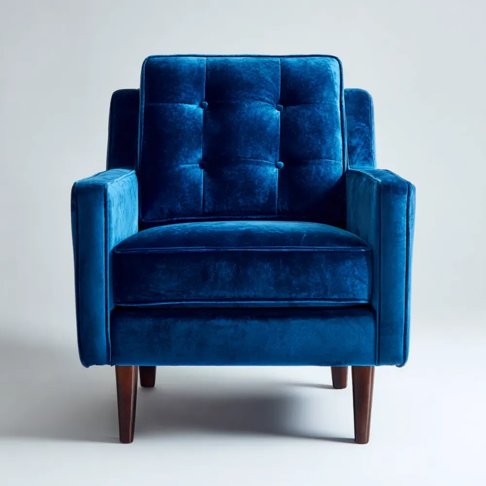 Sillón de Terciopelo Azul 75x85x90 cm - Estilo Contemporáneo-Lumter