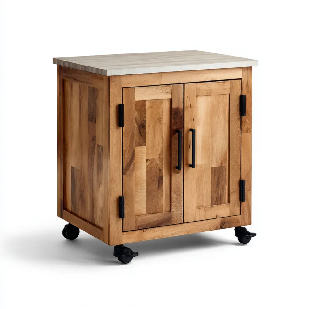 Carro de Cocina 60x40x80 cm Madera de Roble Natural con Ruedas – Almacenamiento Práctico-Lumter