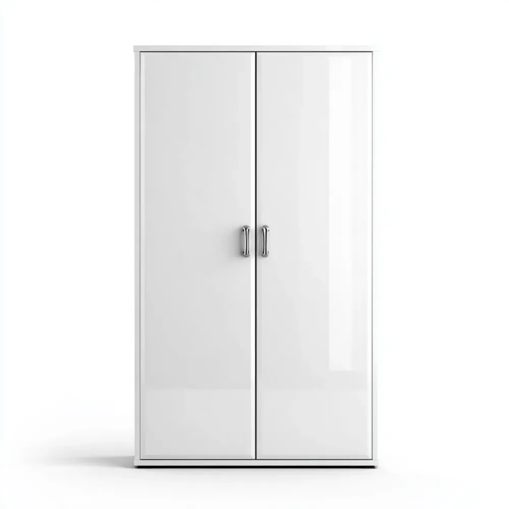 Armario de madera 90x55x180 cm - Blanco - Diseño moderno-Lumter