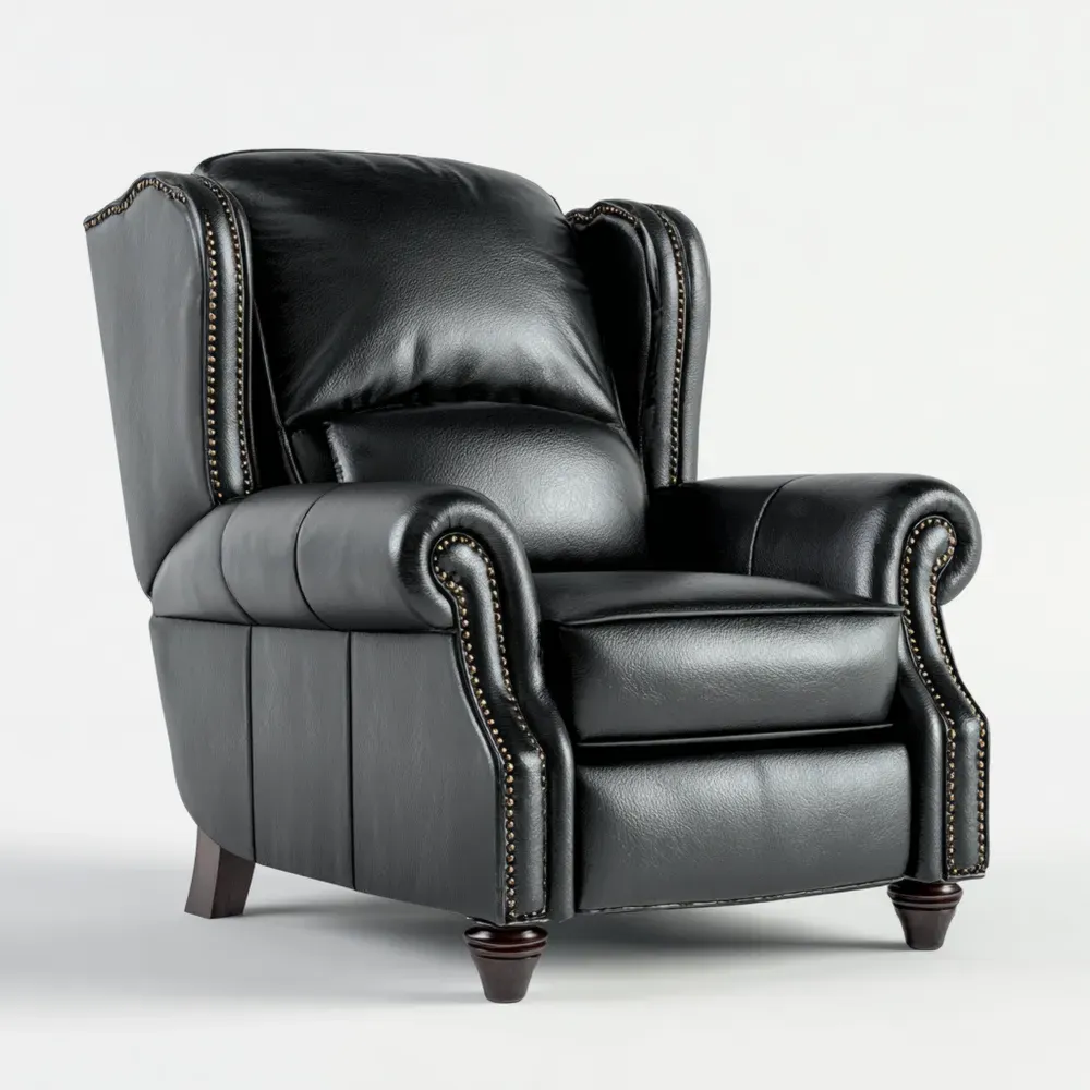 Sillón reclinable de cuero 75x85x100 cm - Negro - Diseño clásico-Lumter