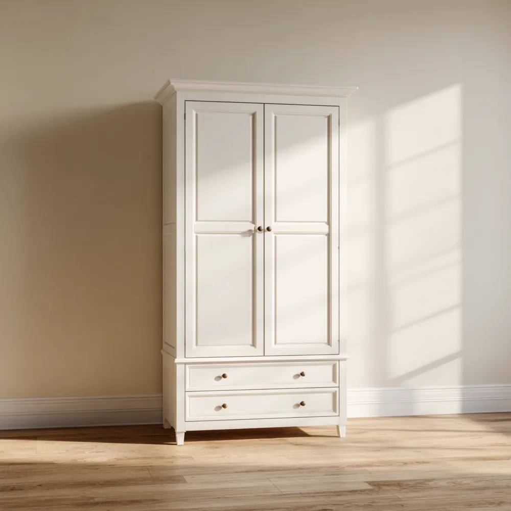 Armario de madera 180x80x50 cm - Blanco-Lumter