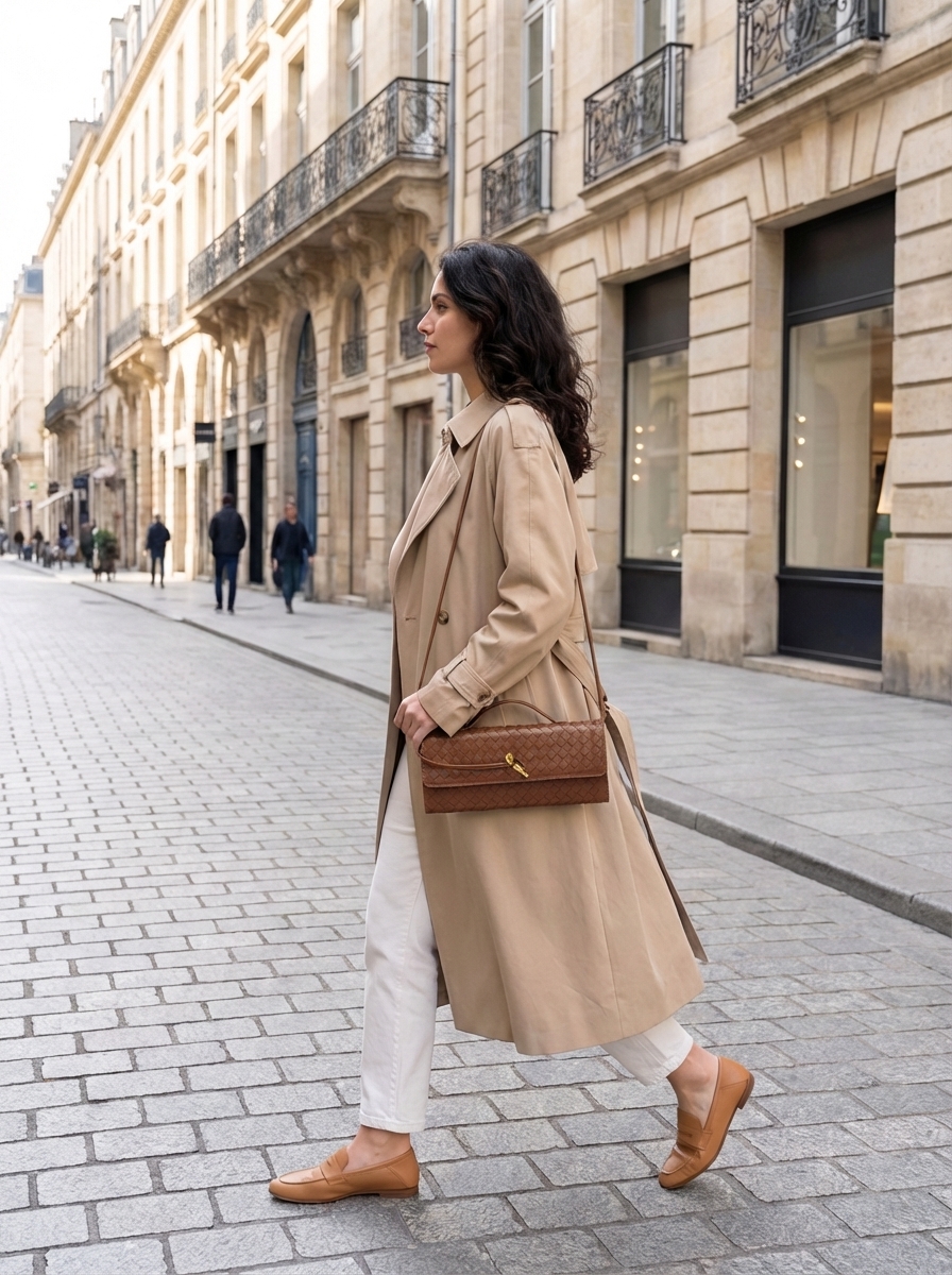 Hand-Woven Vegan Leather Long Clutch Bag - Elegant Accordion Crossbody Bag with Gold Knot Hardware