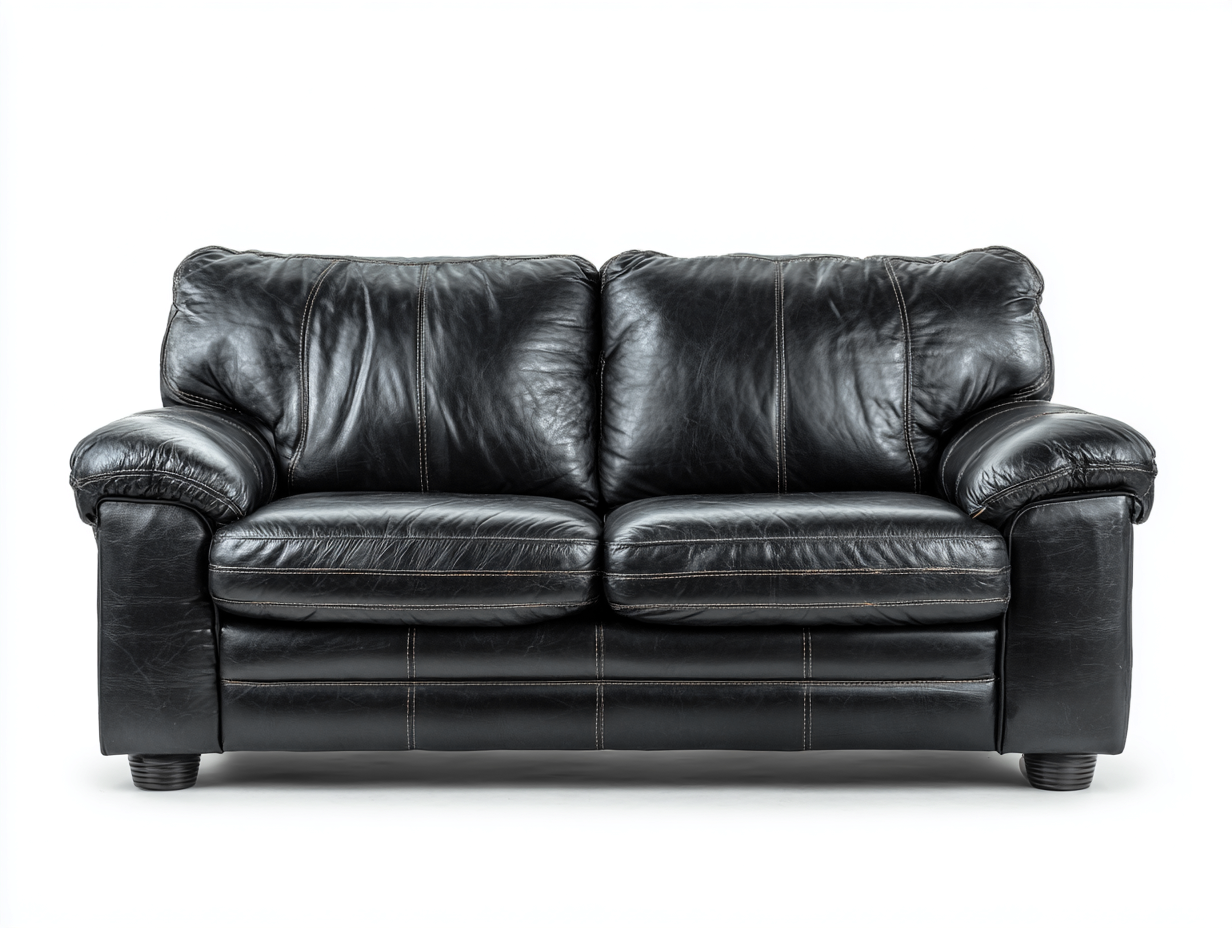 Sofás 2 plazas cuero sintético 160x90x85 cm color negro apto para salón diseño clásico-Bamboouppad