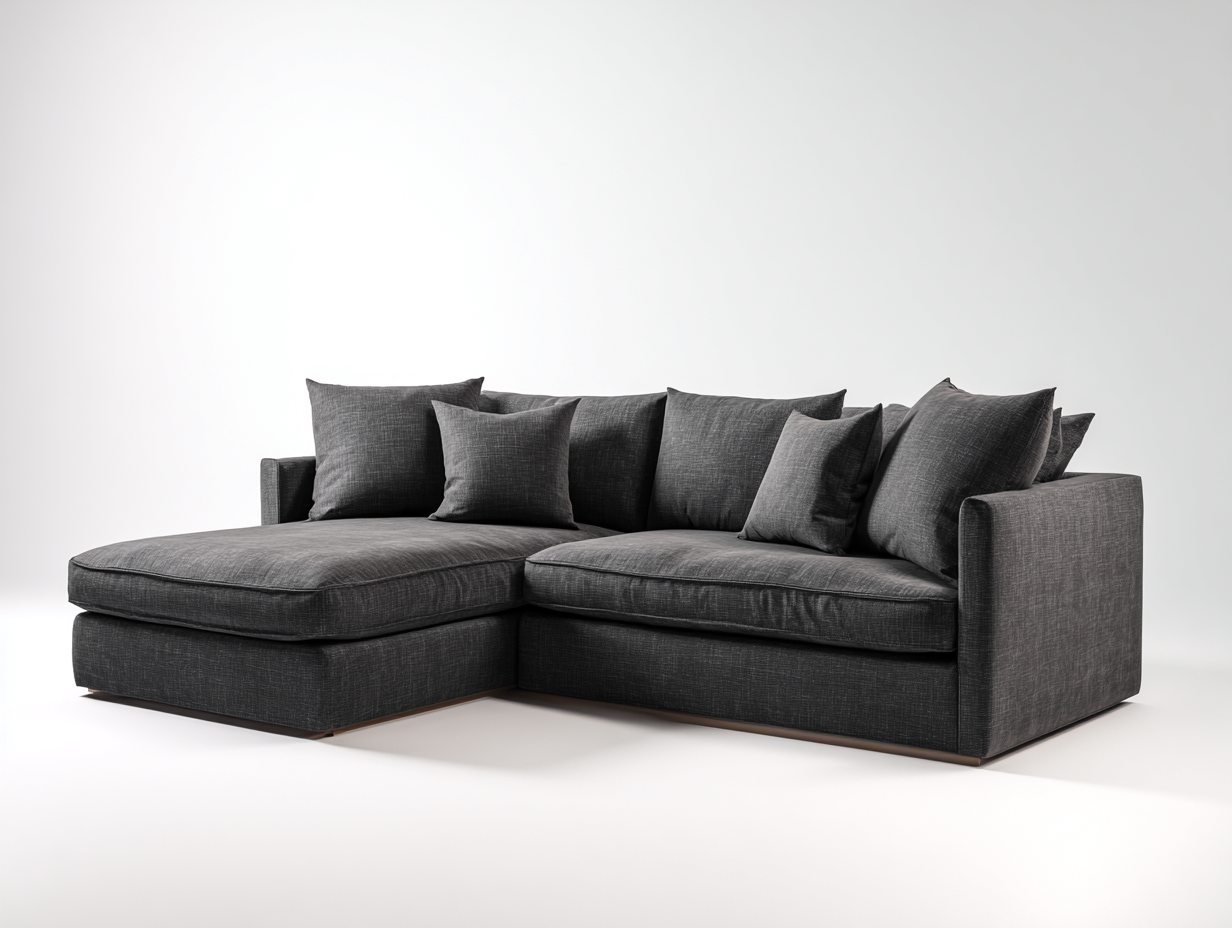 Sofás de esquina tapizados 230x160x85 cm - gris oscuro - diseño moderno cómodo-Bamboouppad