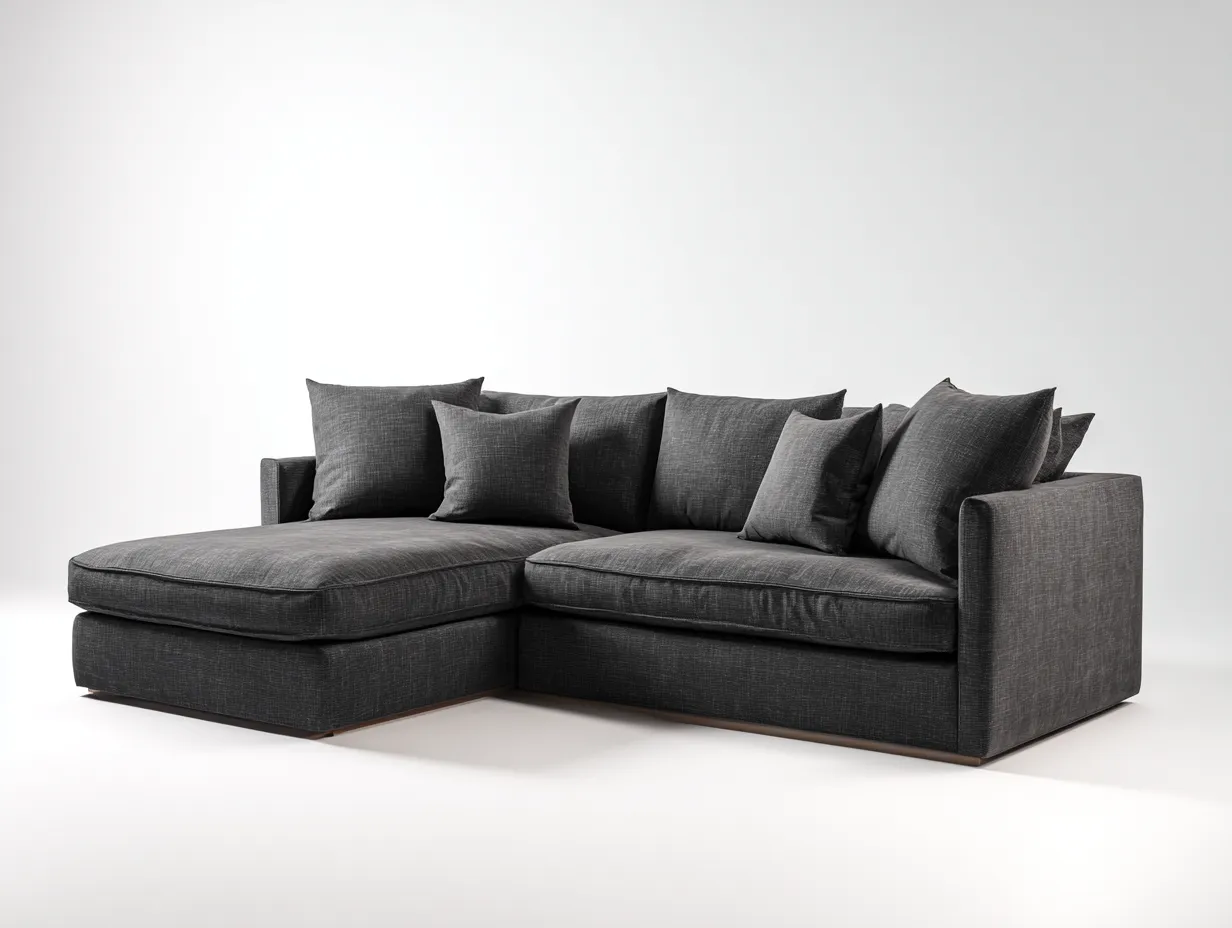 Sofás de esquina tapizados 230x160x85 cm - gris oscuro - diseño moderno cómodo-Bamboouppad