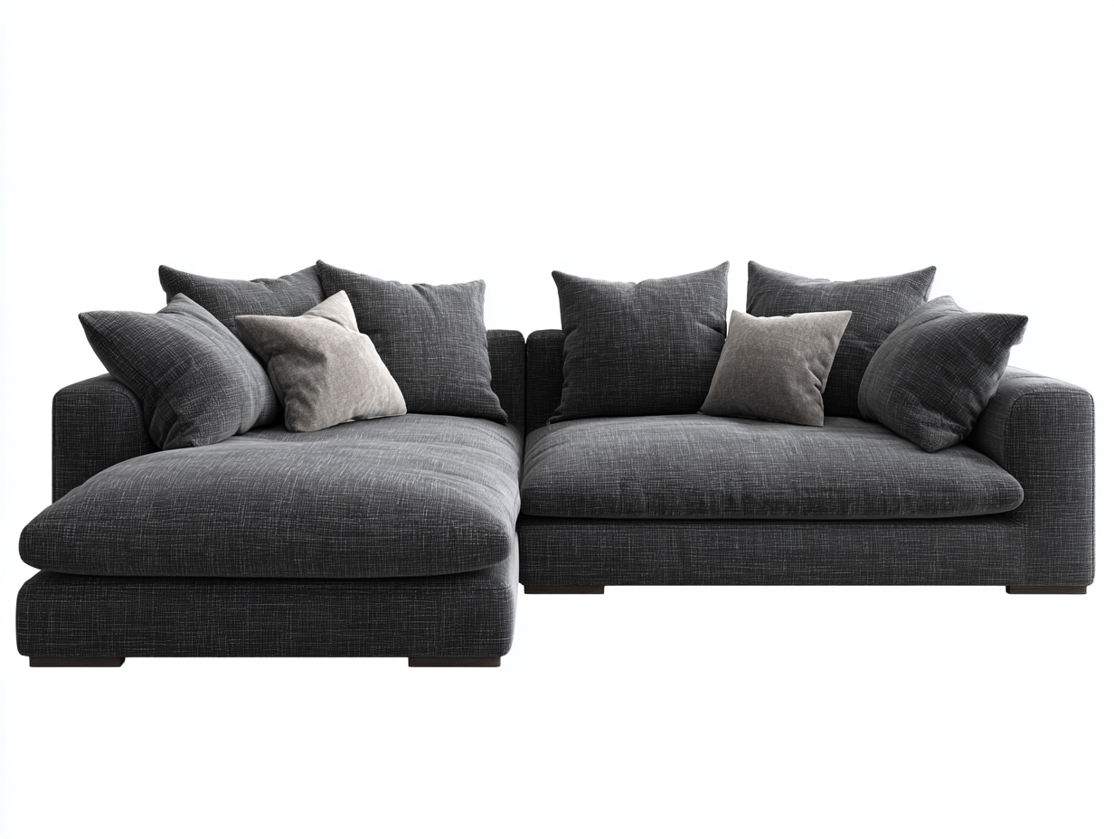 Sofá de esquina tela 260x160x85 cm color gris oscuro para salón diseño moderno-Bamboouppad