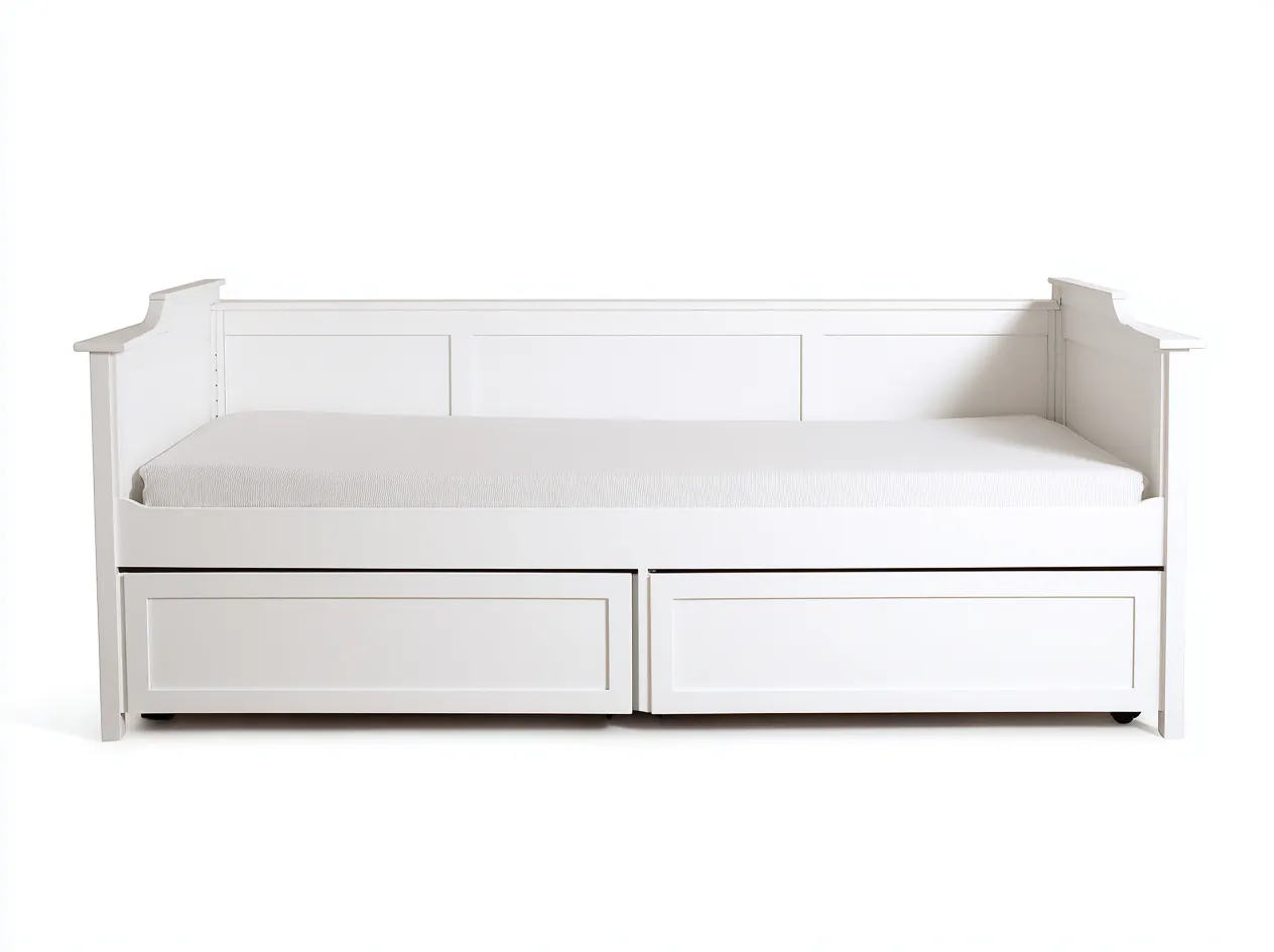 Sofás cama con cajones 200x90x85 cm - blanco - diseño funcional para dormitorio o salón-Bamboouppad