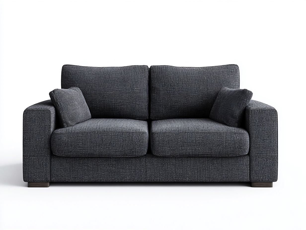 Sofá 2 plazas tela 175x90x88 cm color gris oscuro para salón diseño moderno-Bamboouppad
