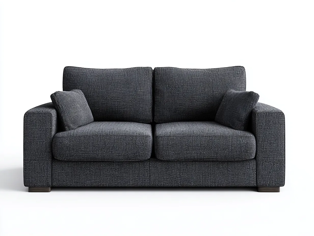Sofá 2 plazas tela 175x90x88 cm color gris oscuro para salón diseño moderno-Bamboouppad