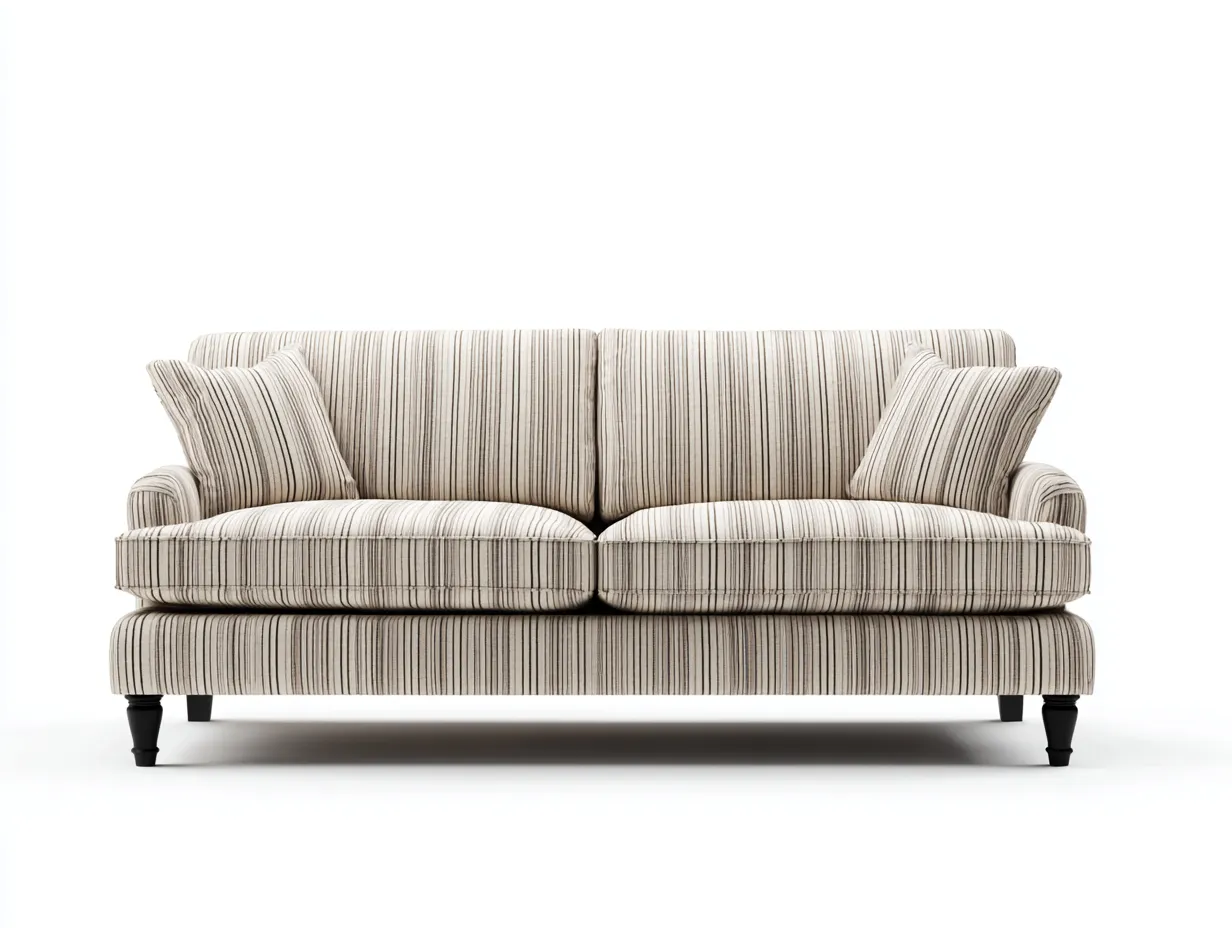 Sofás 2 plazas 185x88x82 cm - tela beige a rayas - diseño clásico para salón-Bamboouppad