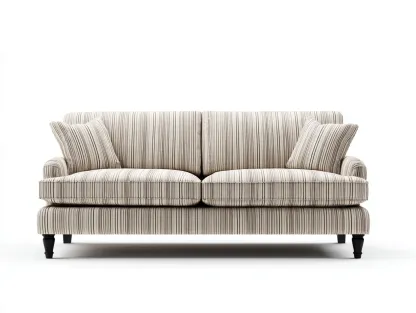 Sofás 2 plazas 185x88x82 cm - tela beige a rayas - diseño clásico para salón-Bamboouppad