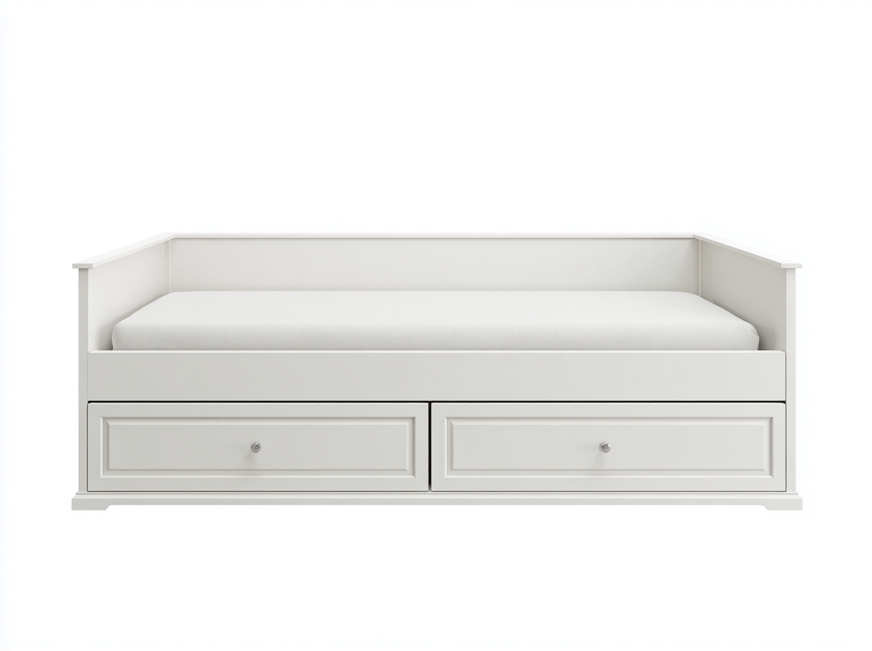 Sofás cama madera 200x90x70 cm color blanco apto para salón diseño moderno con cajones-Bamboouppad