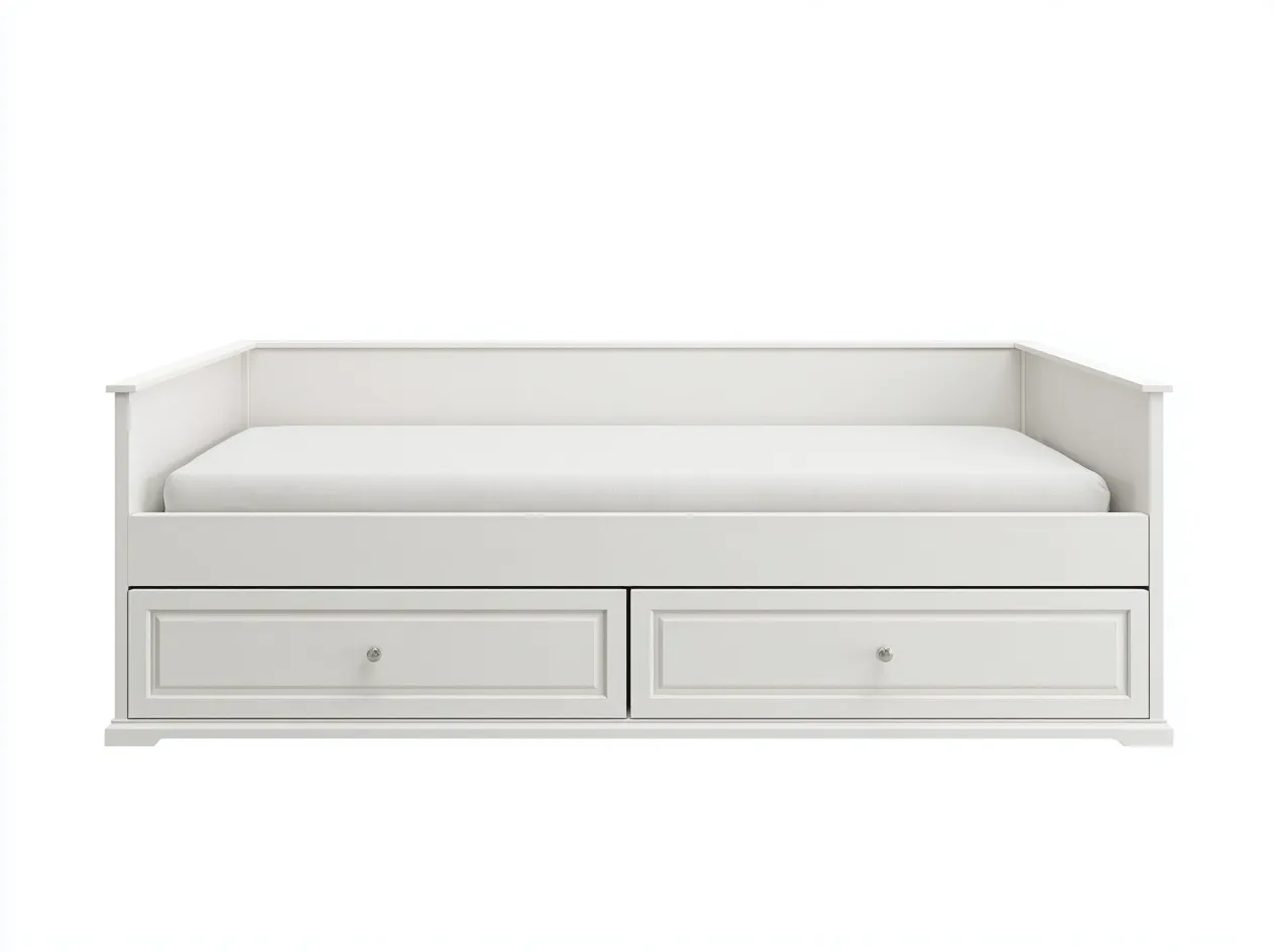 Sofás cama madera 200x90x70 cm color blanco apto para salón diseño moderno con cajones-Bamboouppad