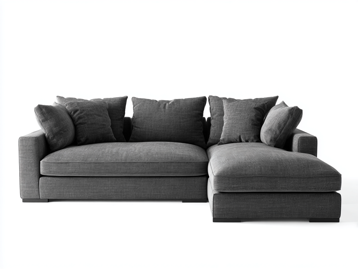 Sofás de esquina tela 260x160x85 cm color gris apto para salón diseño moderno-Bamboouppad