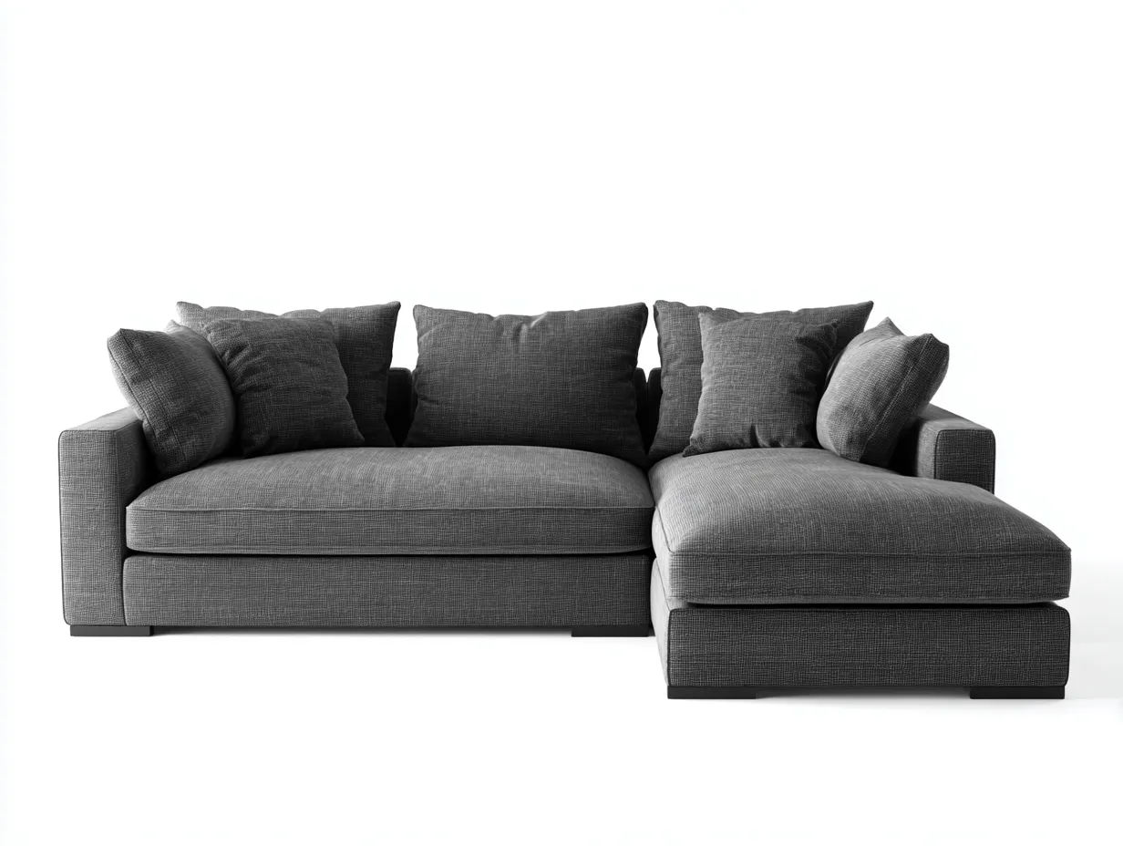 Sofás de esquina tela 260x160x85 cm color gris apto para salón diseño moderno-Bamboouppad