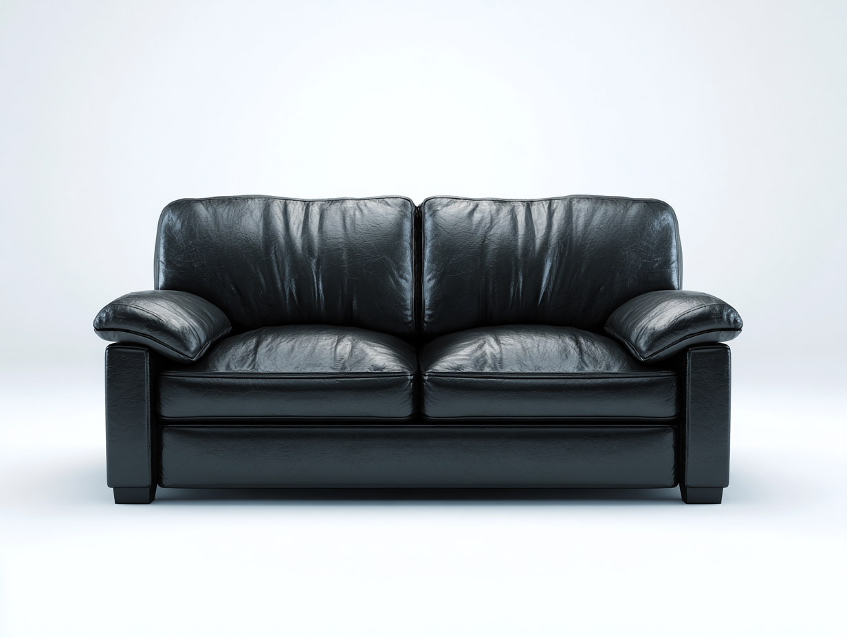 Sofás 2 plazas cuero 170x90x85 cm negro clásico salón elegante-Bamboouppad