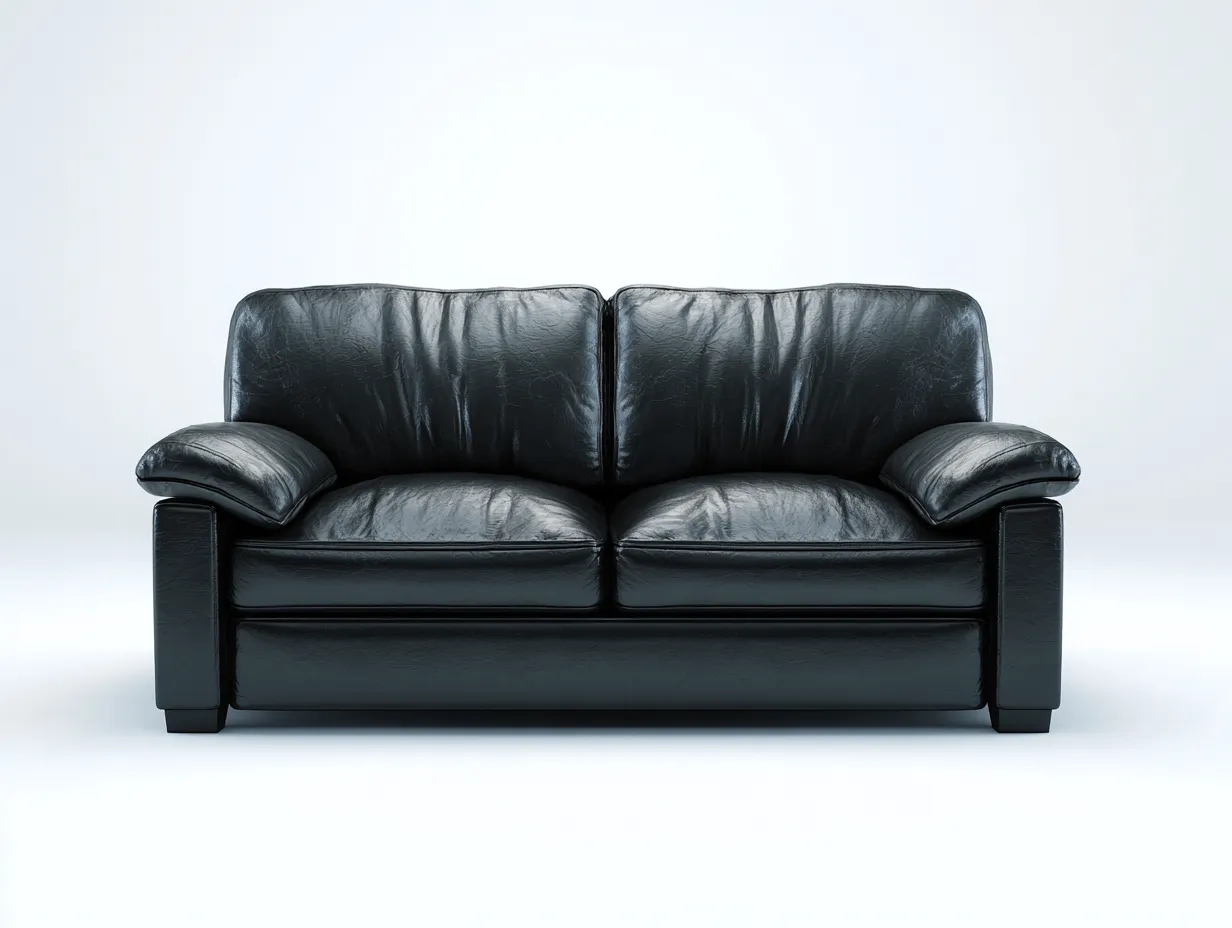 Sofás 2 plazas cuero 170x90x85 cm negro clásico salón elegante-Bamboouppad