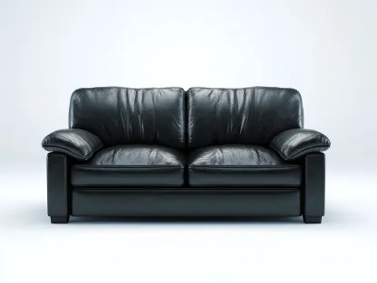 Sofás 2 plazas cuero 170x90x85 cm negro clásico salón elegante-Bamboouppad