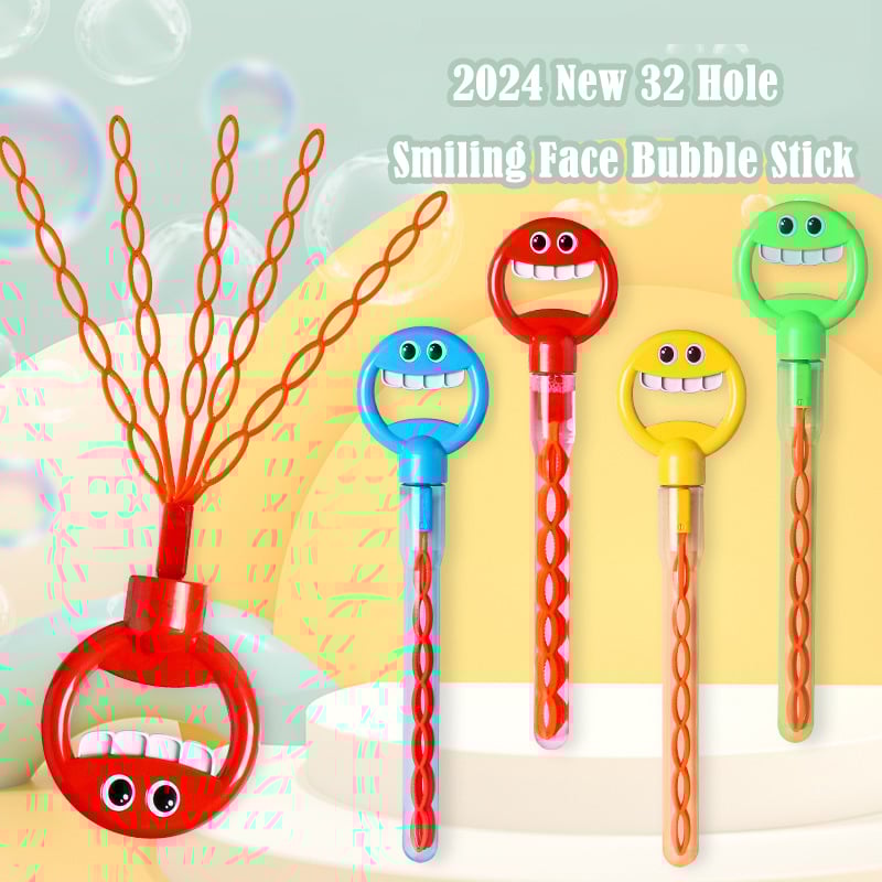 (💦SUMMER HOT SALE- 49% OFF💦)😄2024 New 32 Hole Smiling Face Bubble Stick🎉BUY 2 GET EXTRA 10% OFF