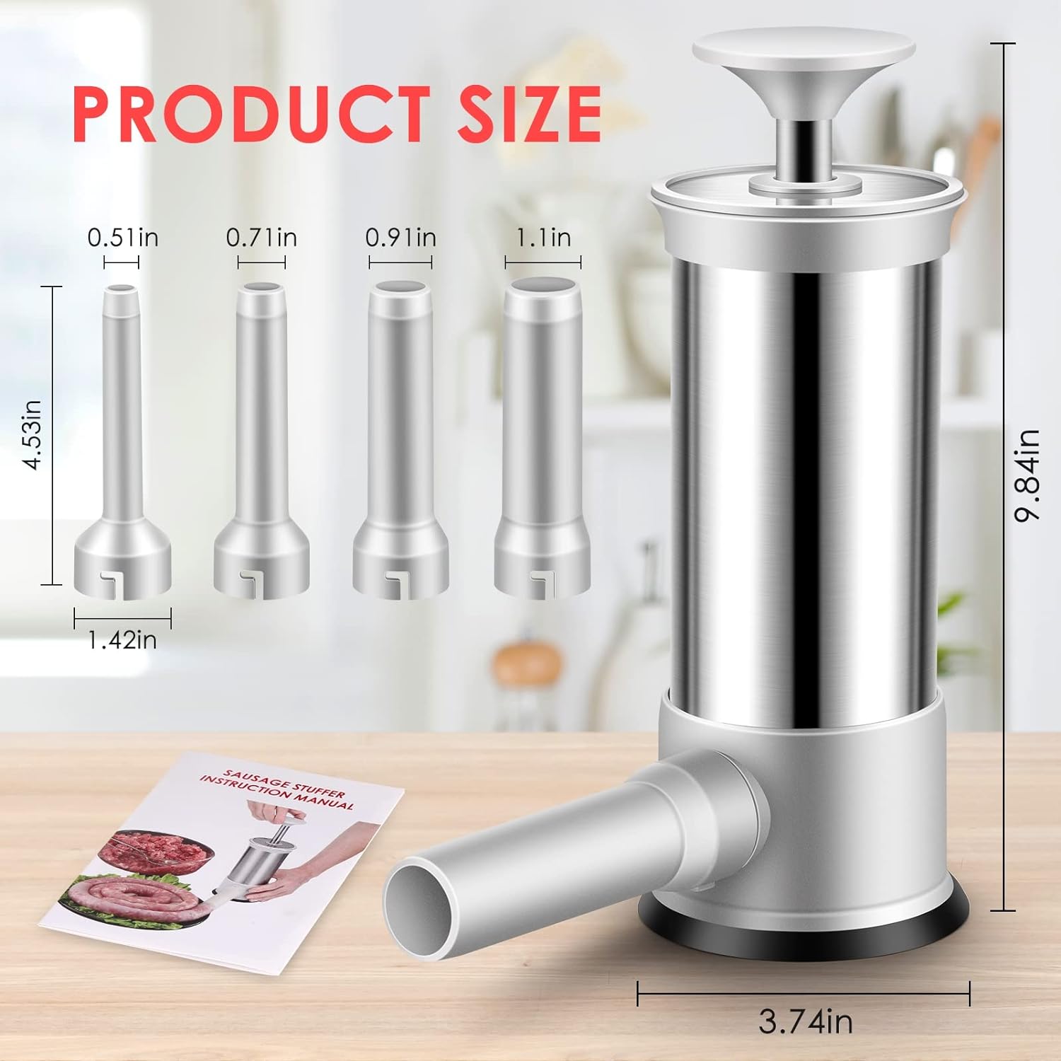 🔥Last Day Promotion - 49% OFF - Sausage Stuffer with 4 Different Sizes Stuffing Tubes