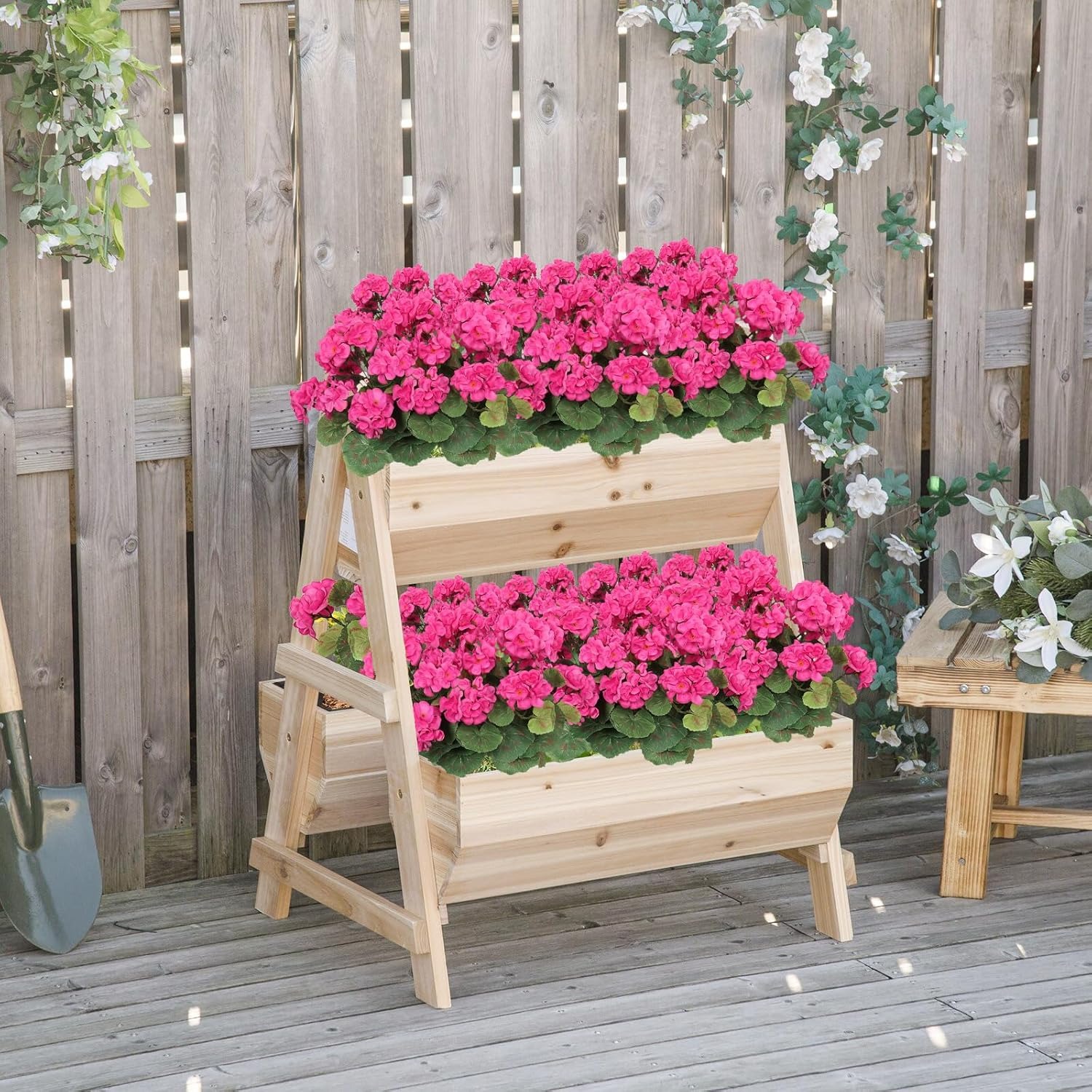 Artificial Geranium Flowers for Outdoors UV  Resistant Garden Plants Faux Flowers for Home Kitchen Table Centerpieces Decor