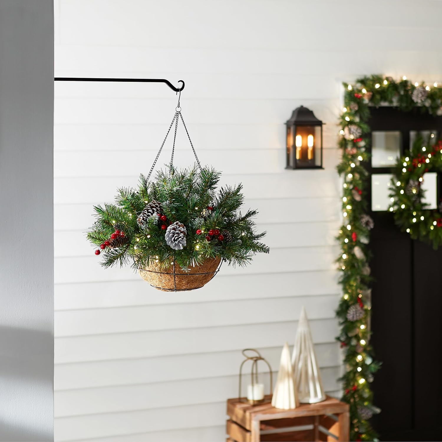 🎄Christmas Hot Sale🏆Pre-Lit Artificial Christmas Hanging Basket