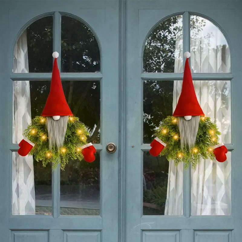 🔥Christmas Discount 50% Off✨ Lighted Gnome Christmas Door Wreath