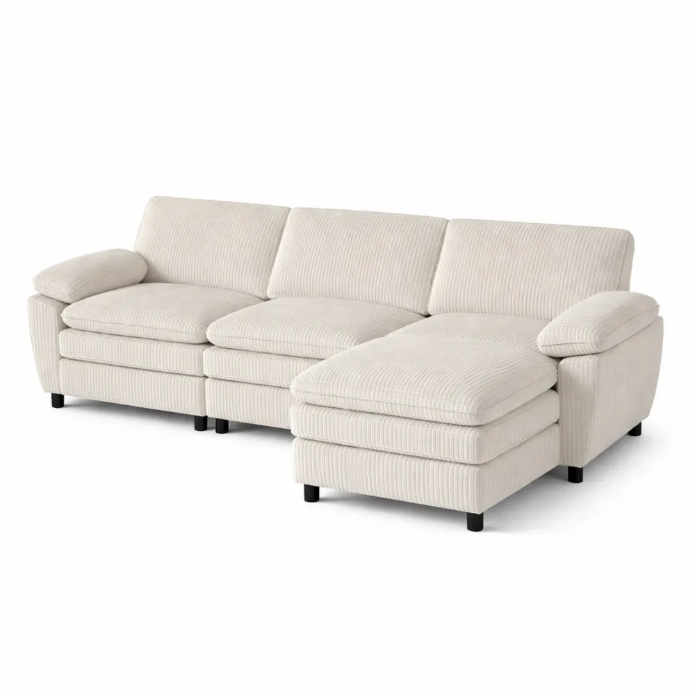Canapé d'angle modulable moderne en velours côtelé - 3 places confortables
