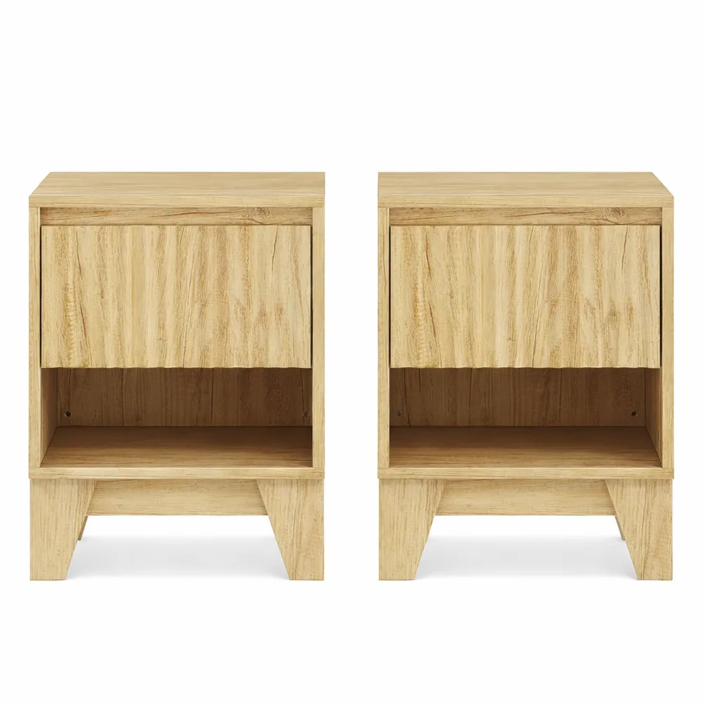 Ensemble de 2 tables d'appoint avec tiroir et compartiment ouvert