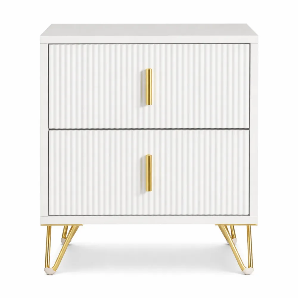 Table de Nuit Moderne avec 2 Tiroirs pour Chambre