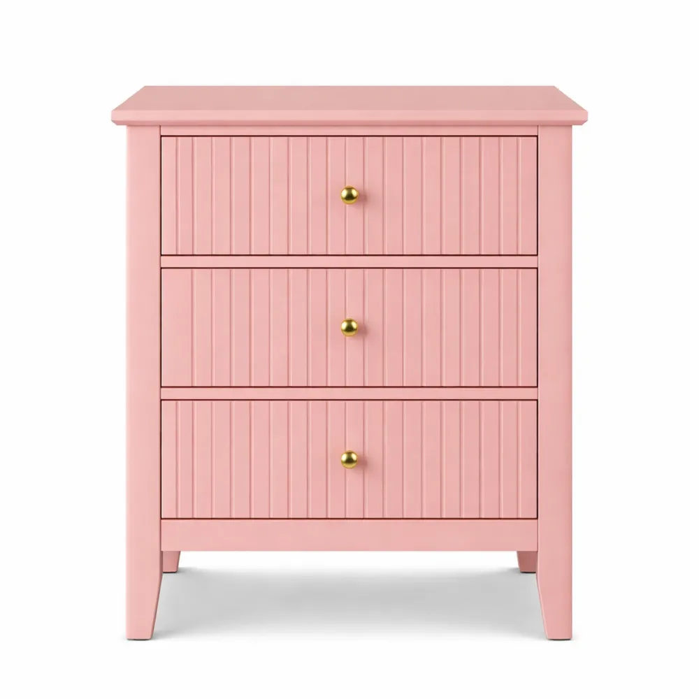 Table de chevet avec tiroirs pour chambre et salon, couleur rose