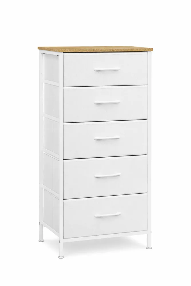 Commode de Rangement avec 5 Tiroirs en Tissu et Cadre Métal